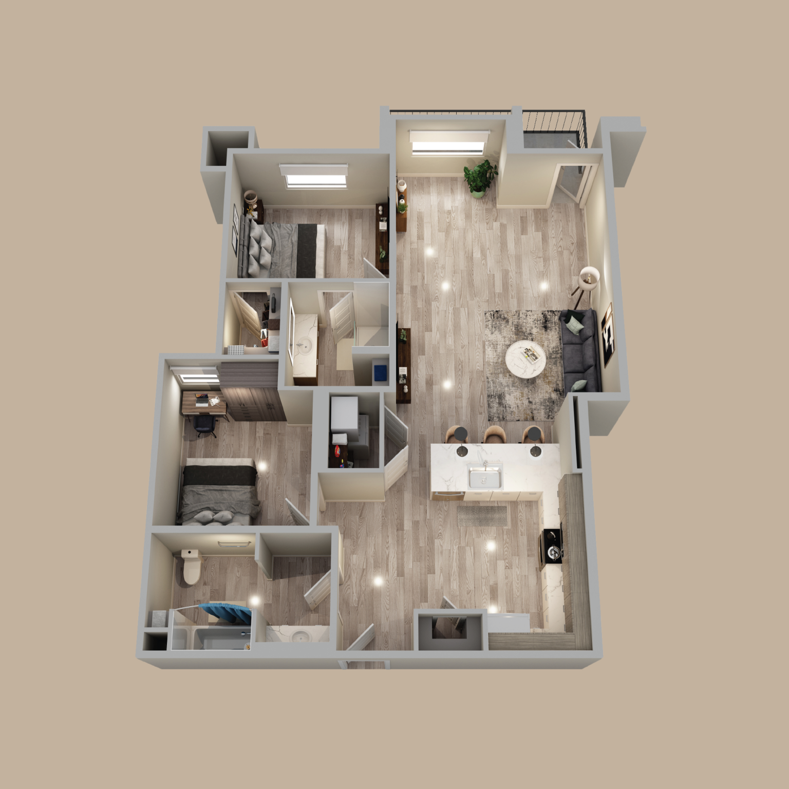 Stone Village Apartments – Reno NV – Two Bedroom (The Turquoise) – 3D ...