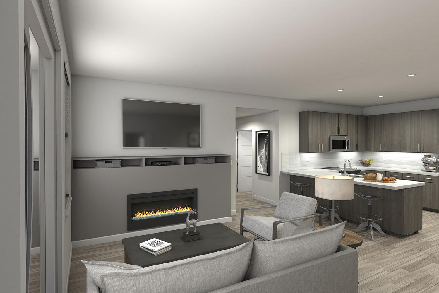The Overlook at Keystone Canyon Apartments - Reno NV - Three Bedroom - Living Room & Kitchen